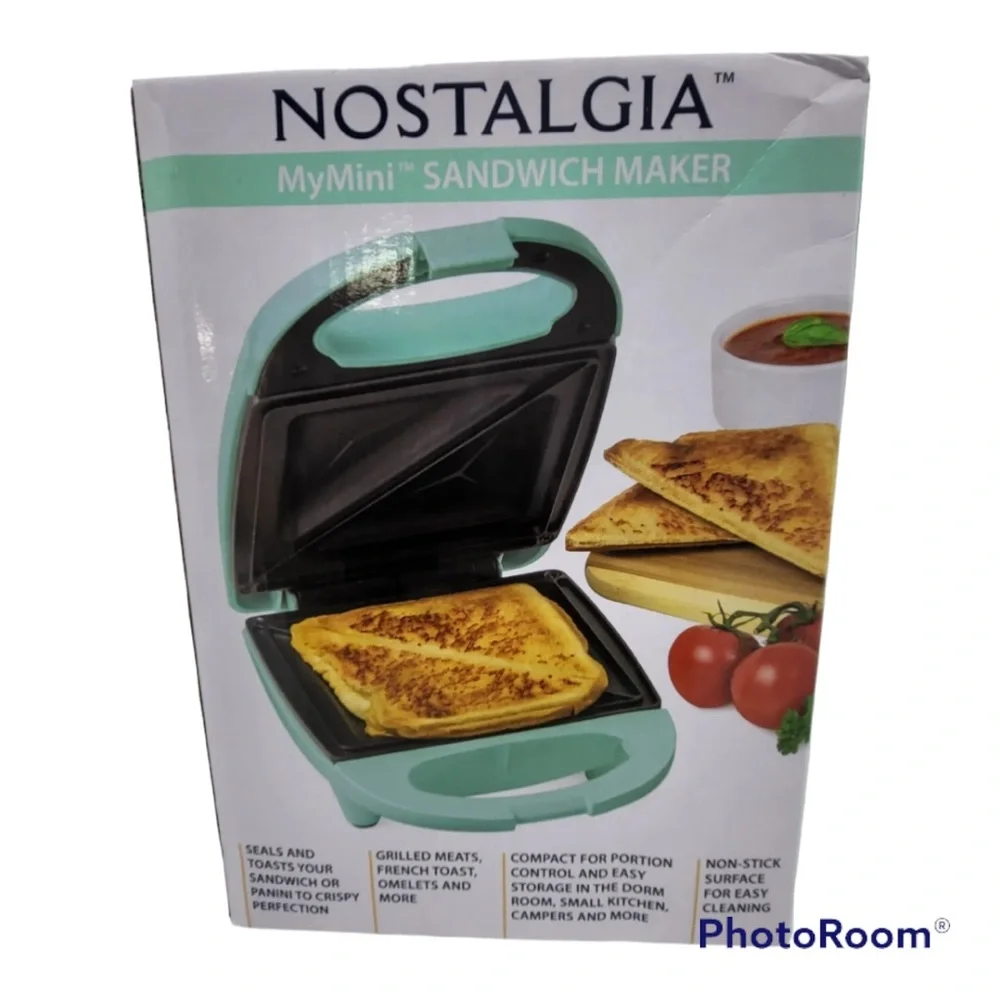 Nostalgia MyMini Aqua Non-Stick Personal Compact Sandwich Omelet Maker